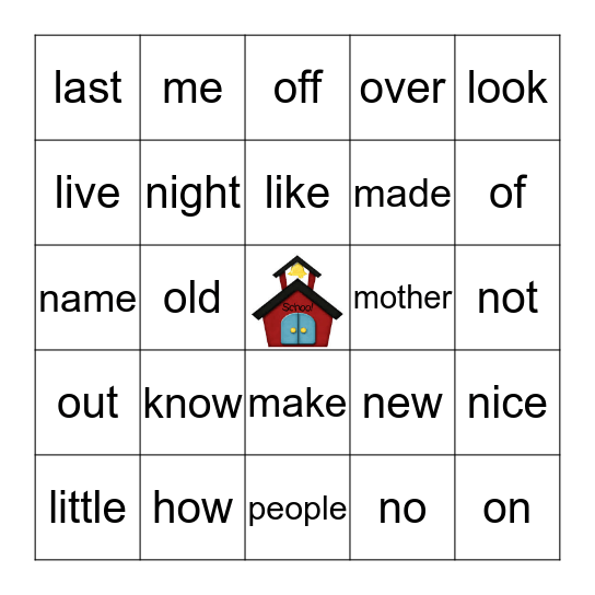 First Grade Sight Word List #3 Bingo Card
