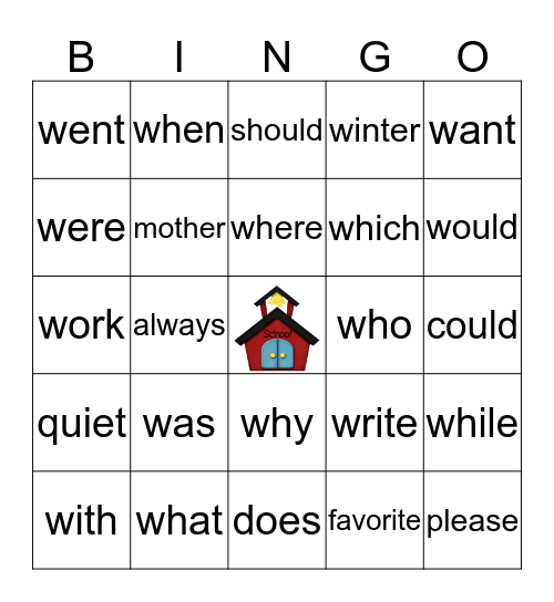 Second Grade Sight Word List #5 Bingo Card