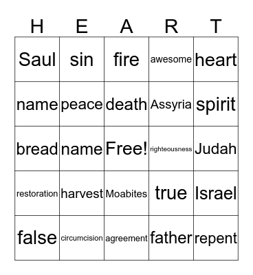 Covenant with God Bingo Card