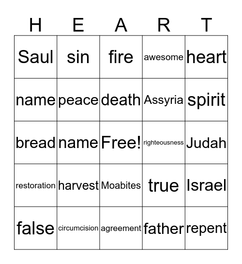 Covenant with God Bingo Card