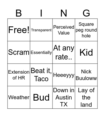 Bulow Bingo Card