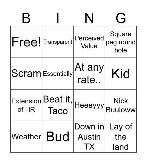 Bulow Bingo Card