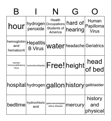 H Abbreviation  Bingo Card