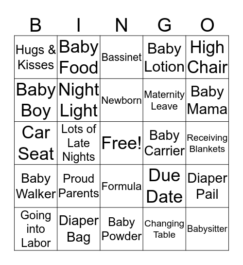 BABY SHOWER Bingo Card