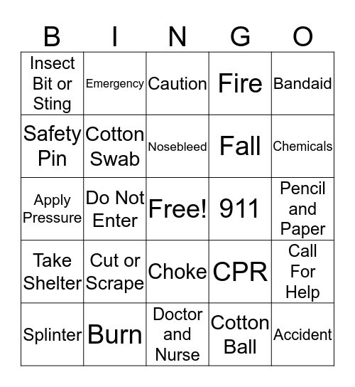 Daisy Safety  Bingo Card