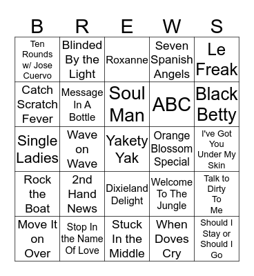 Boondocks Brews, Beats & Bingo Card
