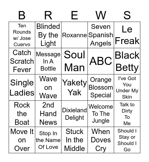 Boondocks Brews, Beats & Bingo Card