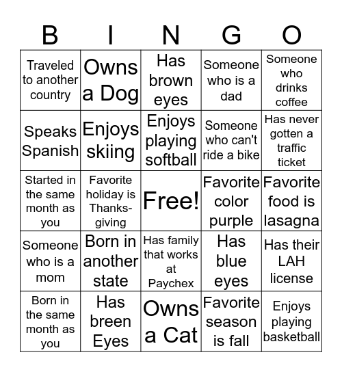 COBRA  Bingo Card