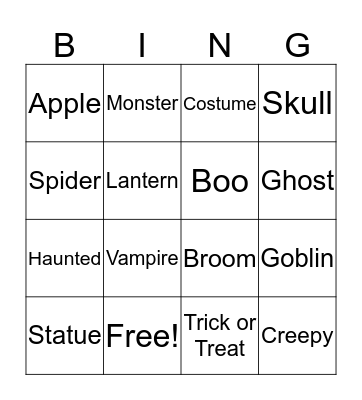 Halloween  Bingo Card