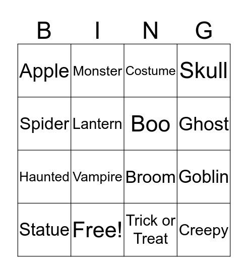 Halloween  Bingo Card