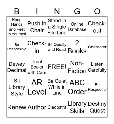 Library Expectation Bingo Card