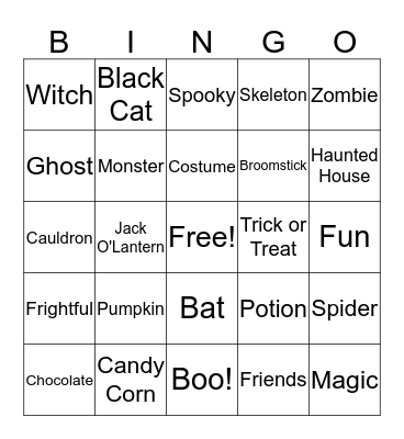 Halloween Bingo! Bingo Card