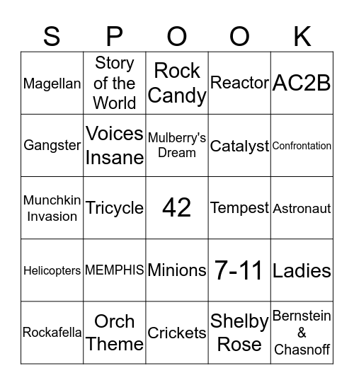 Spooky Bingo Card