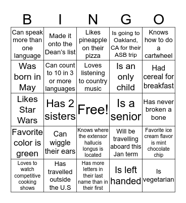 Find Someone Who..  Bingo Card