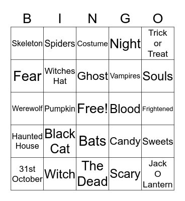 Halloween  Bingo Card