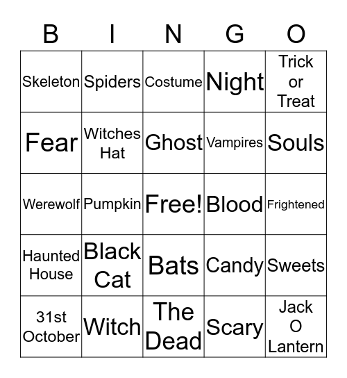 Halloween  Bingo Card