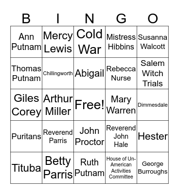 Act I Review Bingo Card