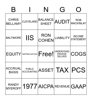 Cohen & Company Bingo Card