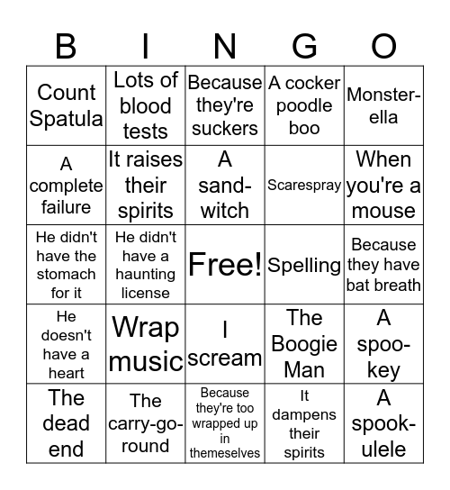 Halloween Joke Bingo Card