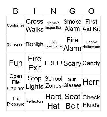 SWG Safety Bingo Card