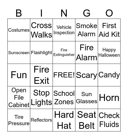 SWG Safety Bingo Card