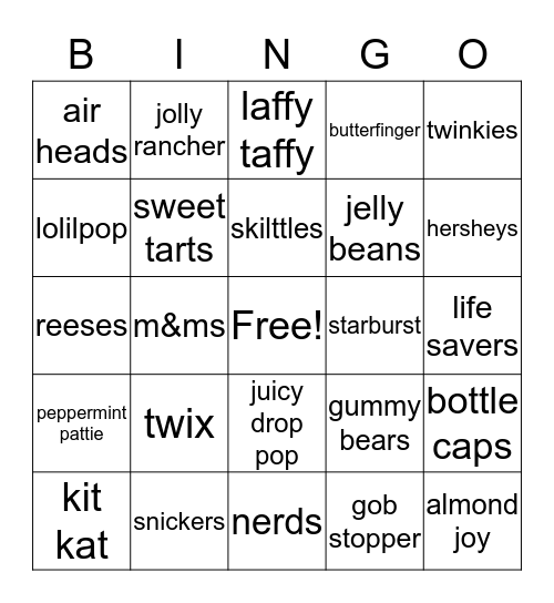 Candy Bingo Card