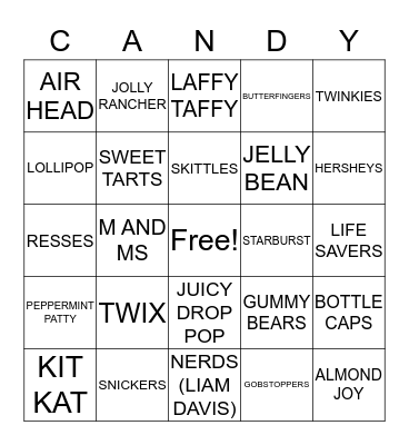 Candy BANANA Bingo Card