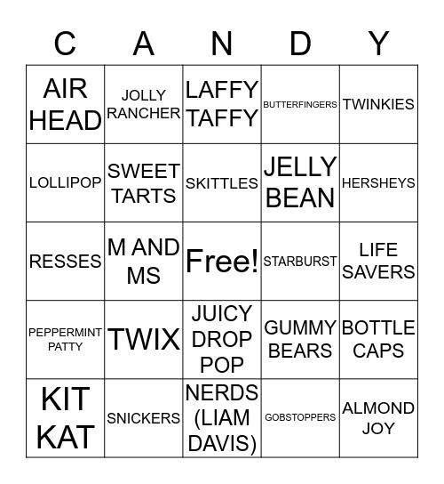 Candy BANANA Bingo Card