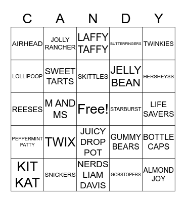 CANDY IS CANDY Bingo Card