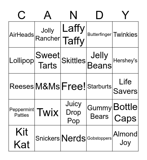 Candy Bingo Card