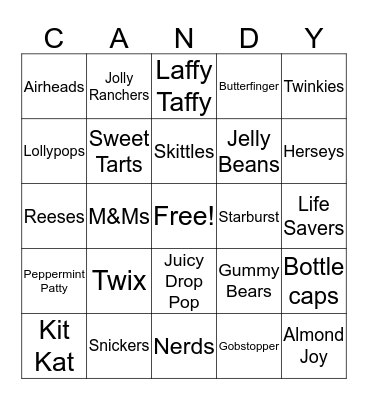 Candy  Bingo Card