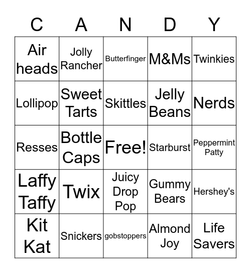 candy Bingo Card