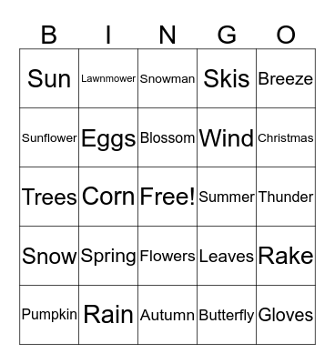 SEASONS Bingo Card