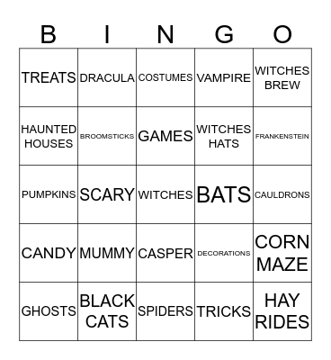 HAPPY HALLOWEEN Bingo Card
