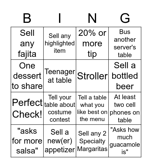 SERVER BINGO Card