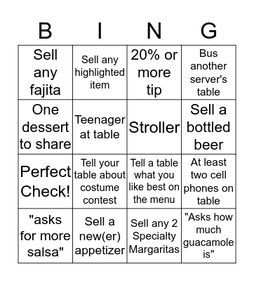 SERVER BINGO Card
