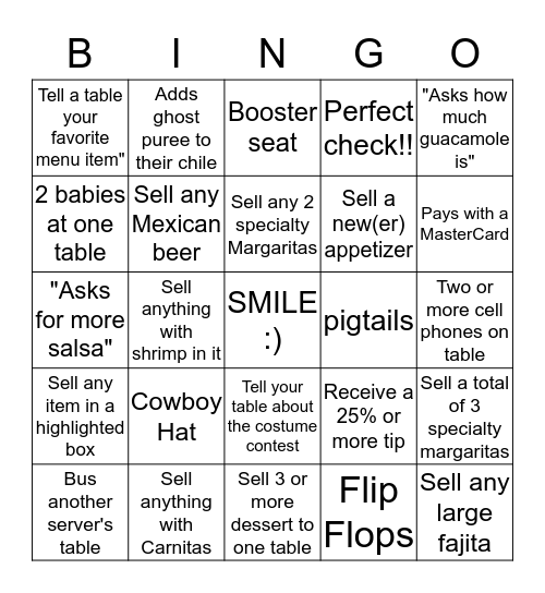 Server Bingo Card