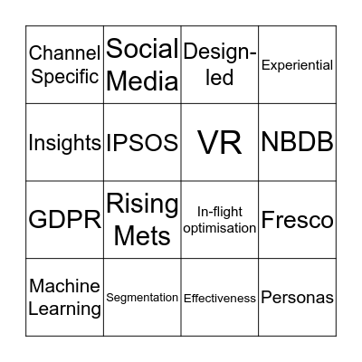 Markeitng Buzzword Bingo Card