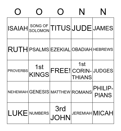 THE B-I-B-L-E Bingo Card