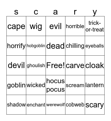 Halloween Bingo Card