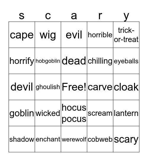Halloween Bingo Card