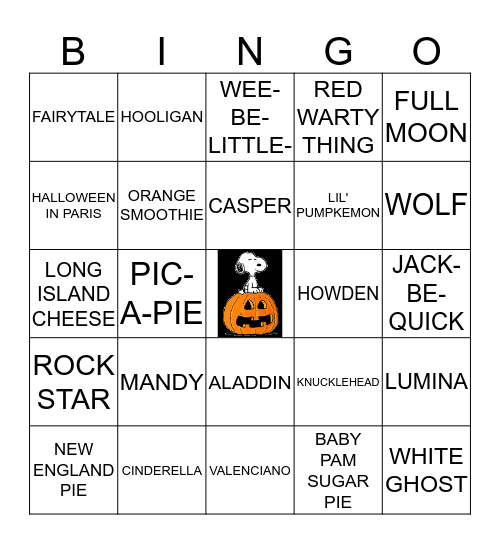 THE GREAT PUMPKIN Bingo Card