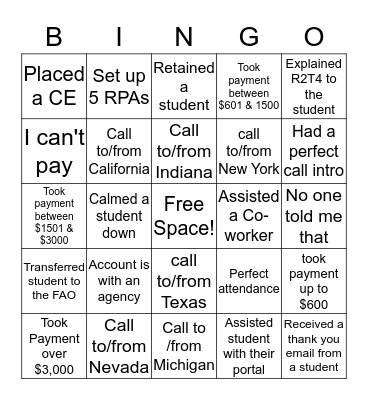 FAM BINGO Card