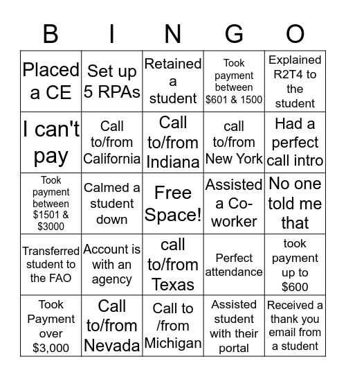 FAM BINGO Card