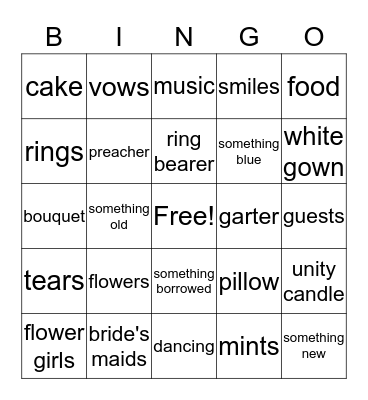 Wedding Bells Bingo Card