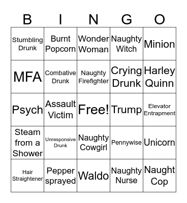 Halloween 2017 Bingo Card