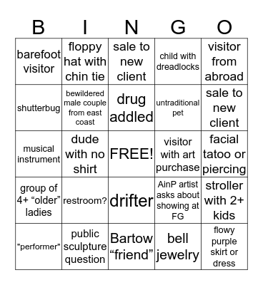 Art In the Pearl Bingo Card