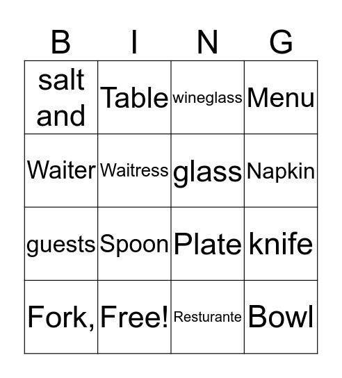 Bingo Dictionary Bingo Card