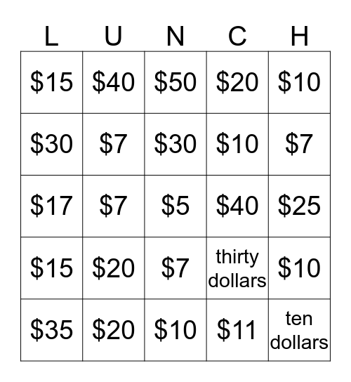 Whole Kids Foundation Bingo Card