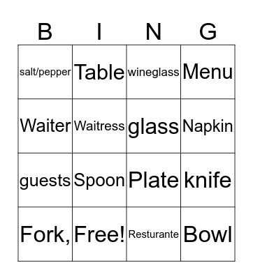 Bingo Dictionary Bingo Card